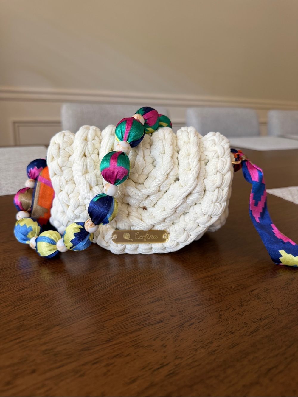 Handmade crochet bag- cream